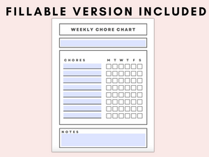 Minimalist Fillable + Printable Chore Chart