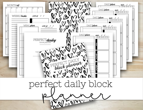 Printable Daily Block Schedule Planner, Printable Planner, Weekly planner, Menu planner, cleaning checklist, task checklist, month calendar
