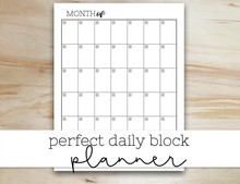 Load image into Gallery viewer, Printable Daily Block Schedule Planner, Printable Planner, Weekly planner, Menu planner, cleaning checklist, task checklist, month calendar