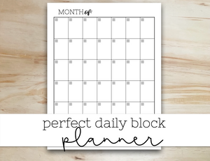 Printable Daily Block Schedule Planner, Printable Planner, Weekly planner, Menu planner, cleaning checklist, task checklist, month calendar